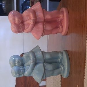 2 Shawnee 1940's Boy and Girl Planters or Nursery Decor.  No flaws. 7-1/2"